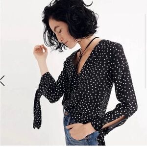 Madewell Silk Black & White Star Top (S) - $15